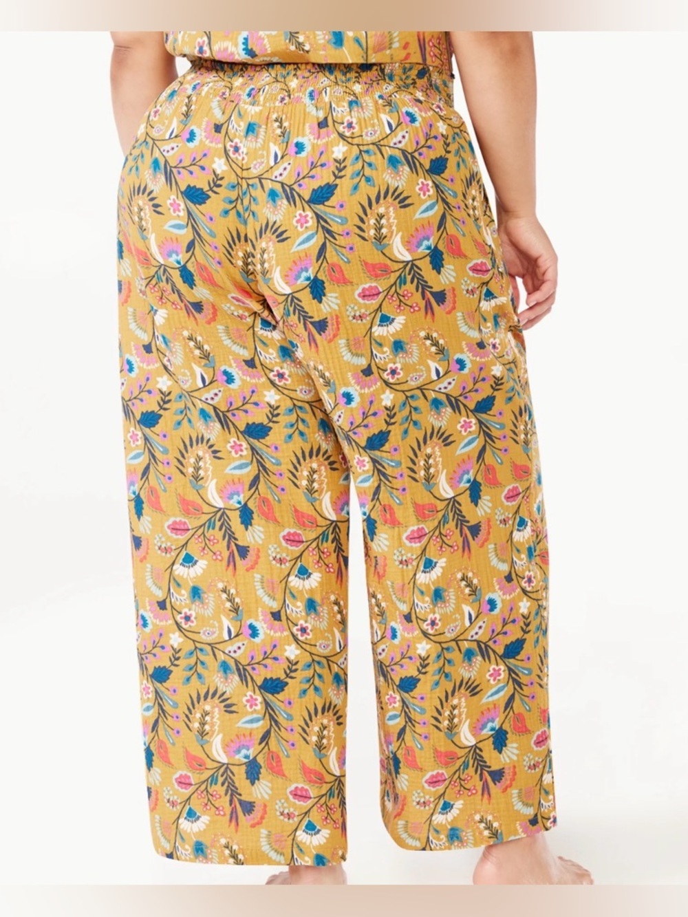 Joyspun Floral Wide-Leg Pants in Mustard